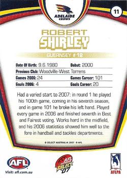 2007 Select AFL Supreme #11 Robert Shirley Back